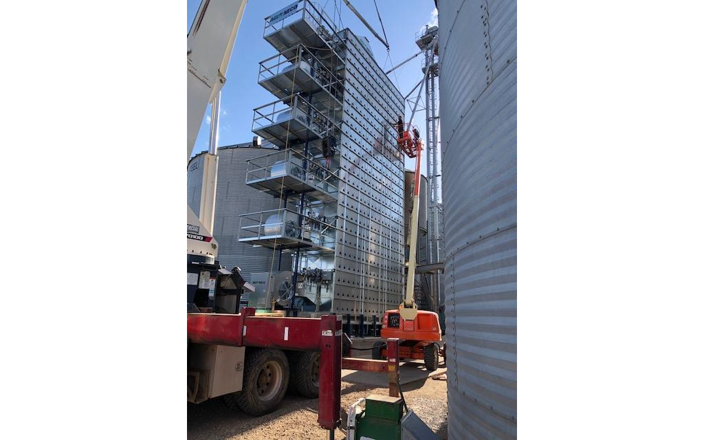 Picture of Neco grain dryer near assembled on farm near Edmonton, AB